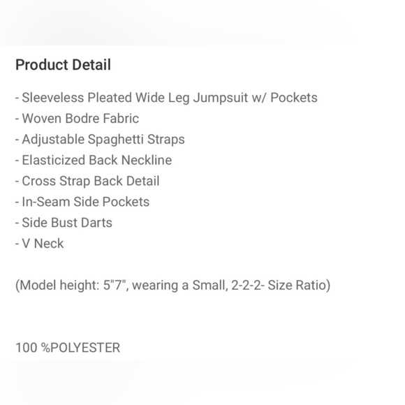 Sleeveless Pleated Wide Leg Jumpsuit w/ Pockets, never worn NWOT - Picture 6 of 7